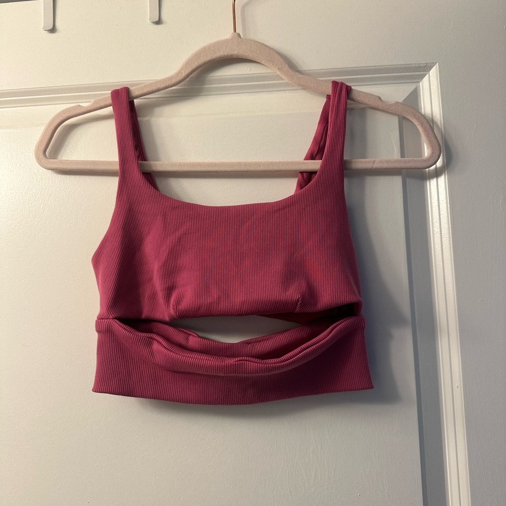 Alo Yoga Pink Ribbed Women's Sports Bra